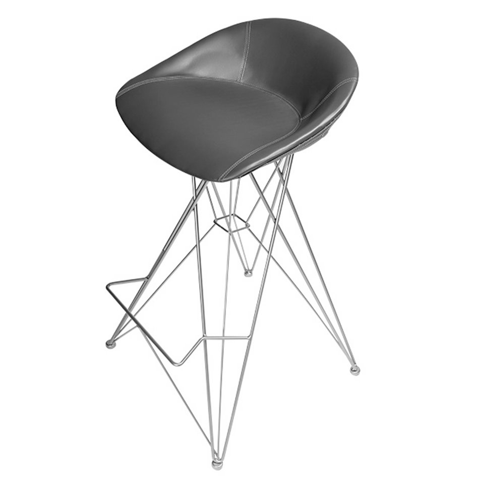 Baaritool Ella, grafiithall, H88.5cm, istme kõrgus 77cm