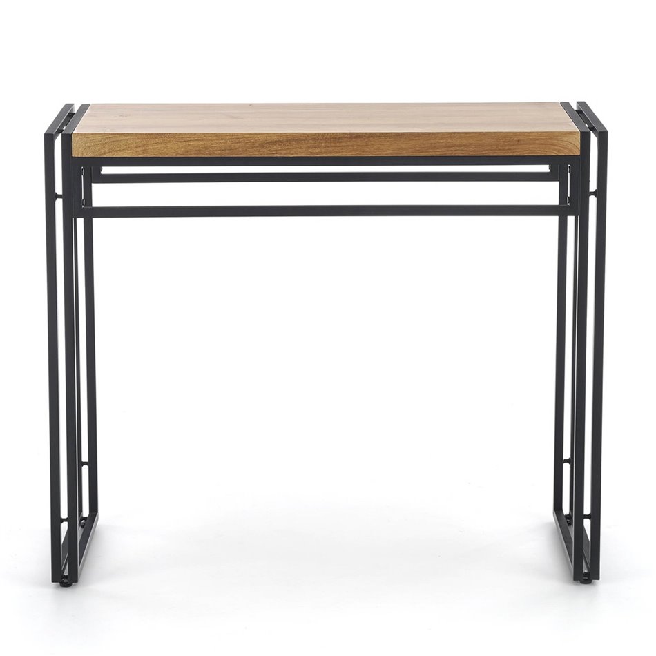 Стол-консоль Holivar, цвет дуб/черный, МДФ/сталь, H76x90x35см