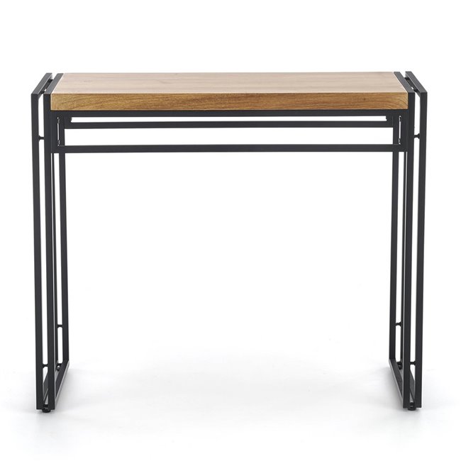 Стол-консоль Holivar, цвет дуб/черный, МДФ/сталь, H76x90x35см