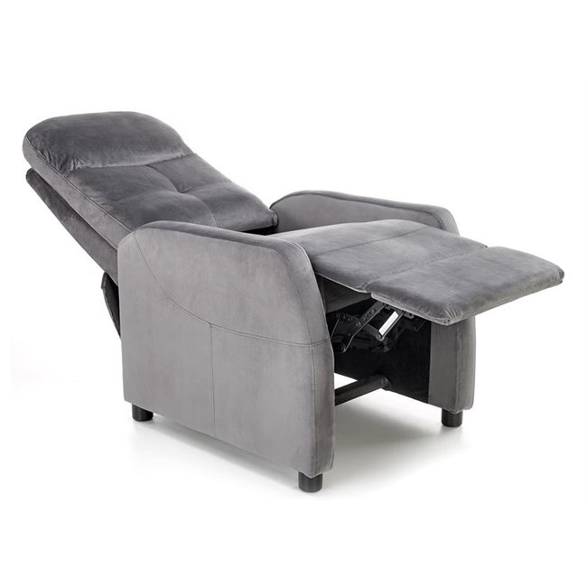 Recliner chair Helipe, grey velvet, H103-76x64x84-135cm, seat H48cm