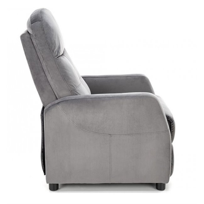 Recliner chair Helipe, grey velvet, H103-76x64x84-135cm, seat H48cm