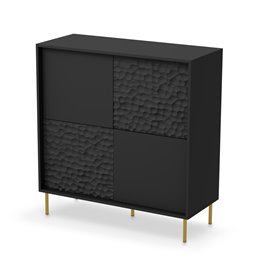 Sideboard Haulet, black/gold color, H105x100x41cm