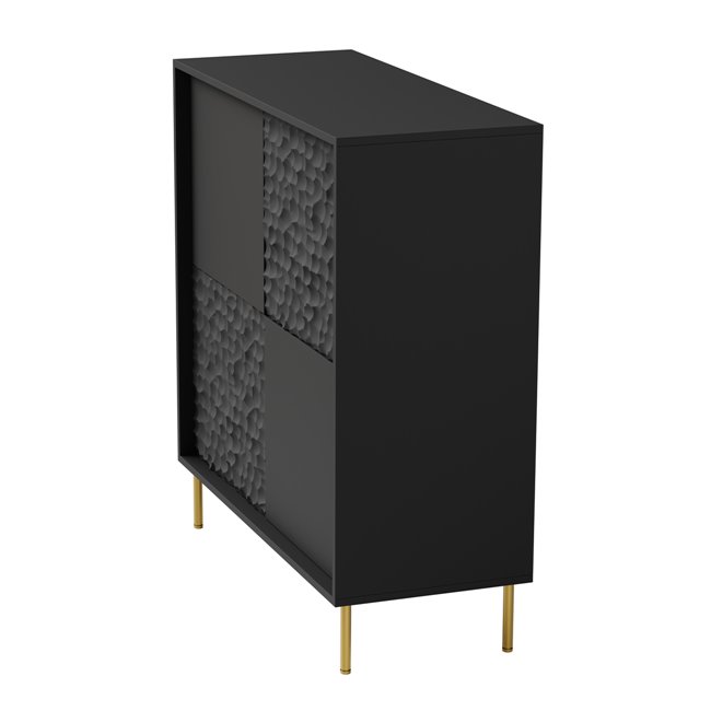 Sideboard Haulet, black/gold color, H105x100x41cm