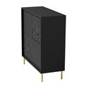 Sideboard Haulet, black/gold color, H105x100x41cm