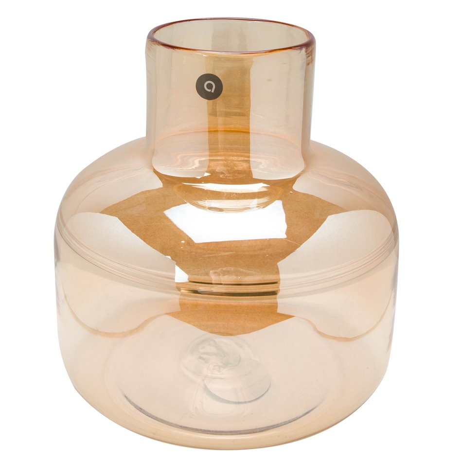 Vase Plat Line, yellow, glass, D23.5x24cm