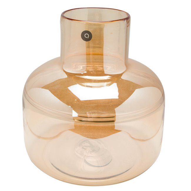 Vase Plat Line, yellow, glass, D23.5x24cm