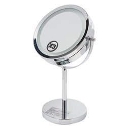 Mirror on stand with LED, D19cm