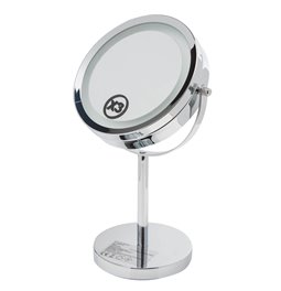 Mirror on stand with LED, D19cm