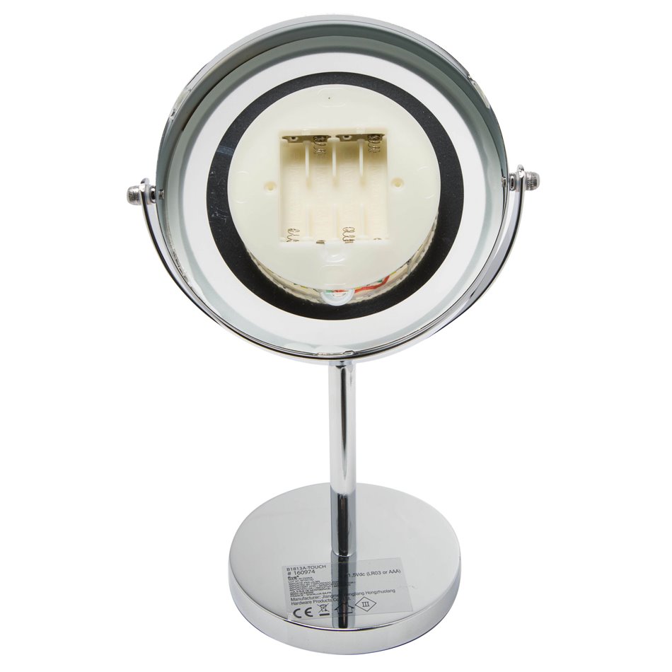 Mirror on stand with LED, D19cm