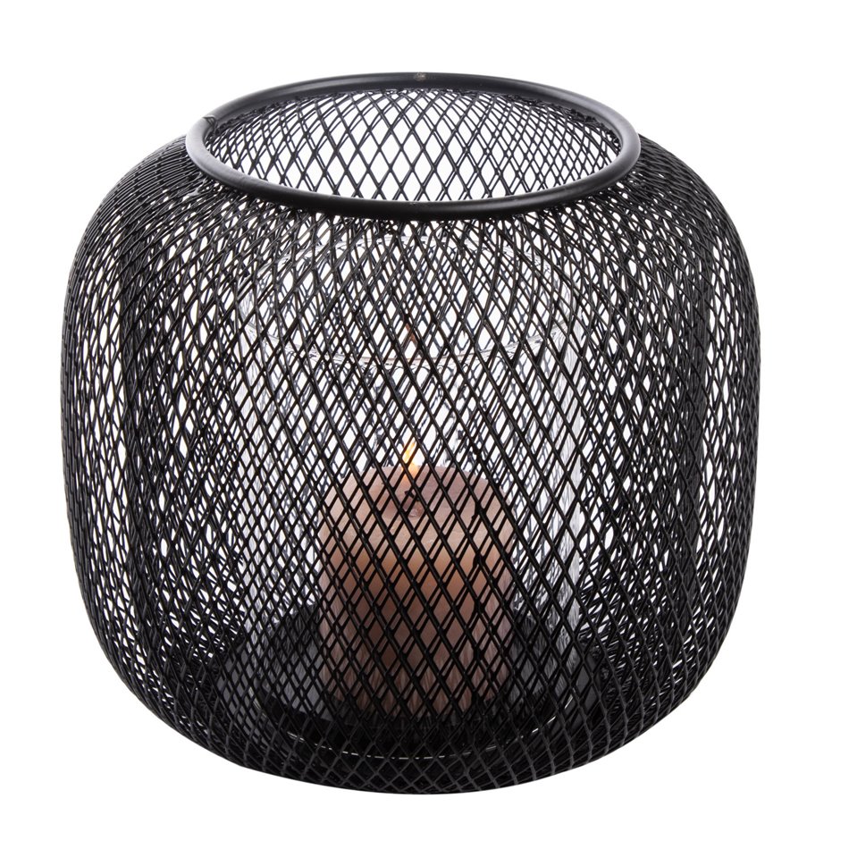 Candle holder Seoul, black, metal,  H18cm D16.5cm