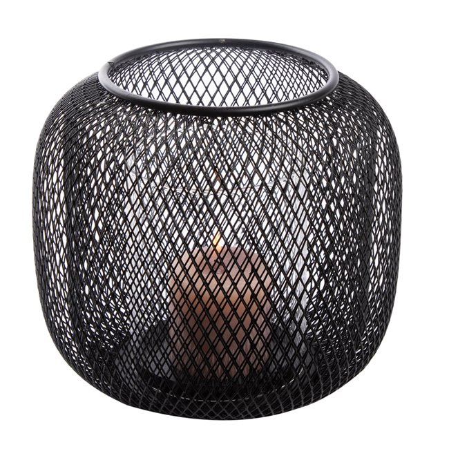Candle holder Seoul, black, metal,  H18cm D16.5cm