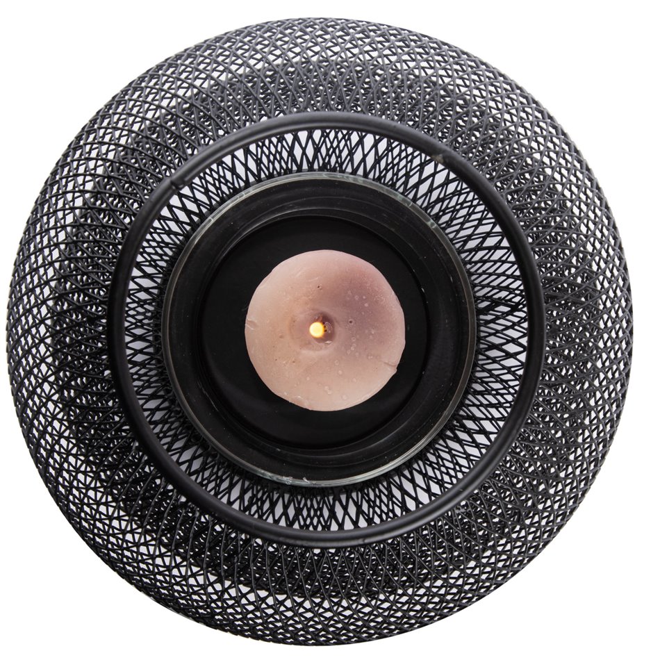 Candle holder Seoul, black, metal,  H18cm D16.5cm