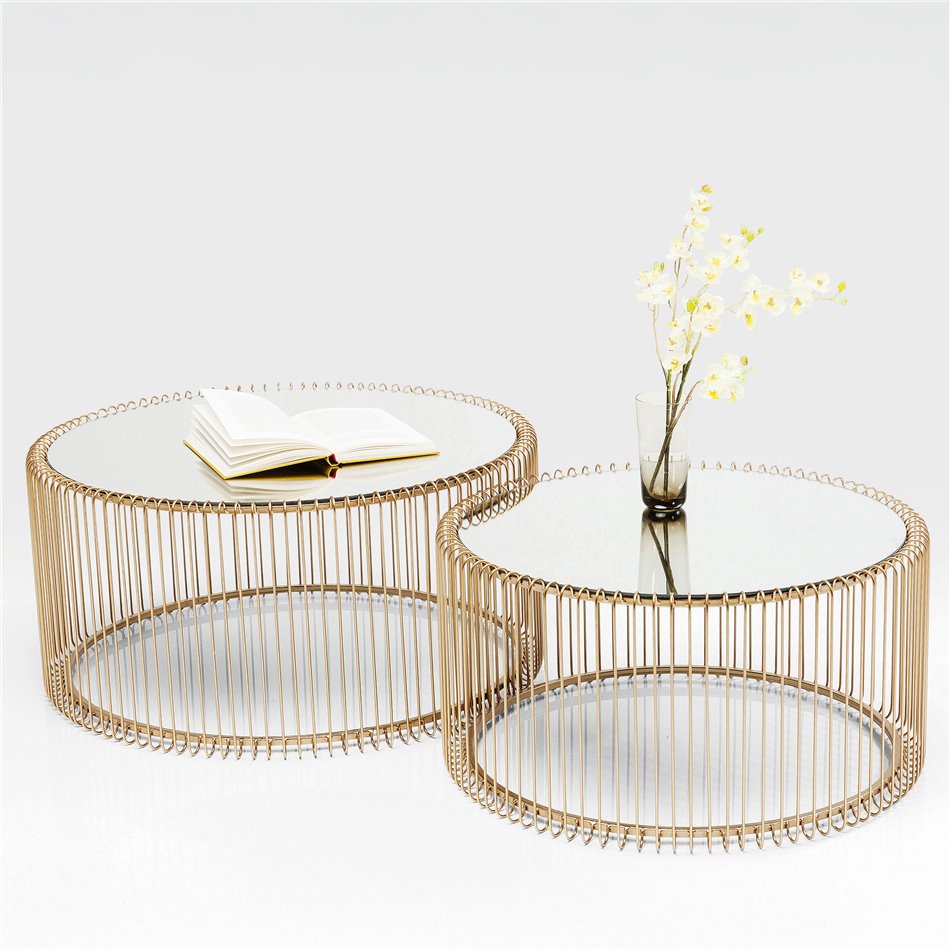 Coffee table Wire Brass L, H33.5xD69.5cm