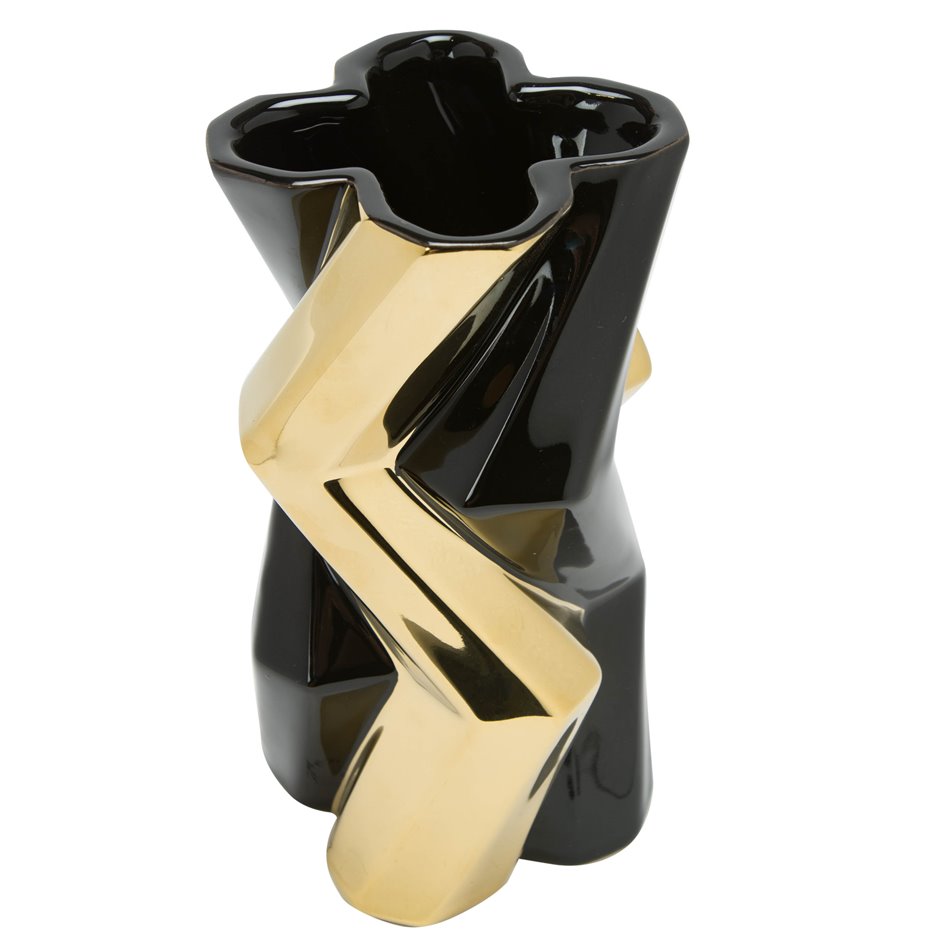 Vase Canto, black/golden, H19.5x11cm