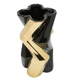 Vase Canto, black/golden, H19.5x11cm