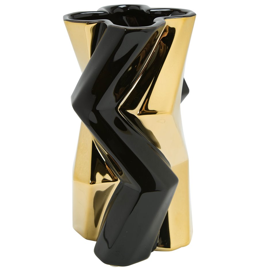 Vase Canto, black/golden, H19.5x11cm