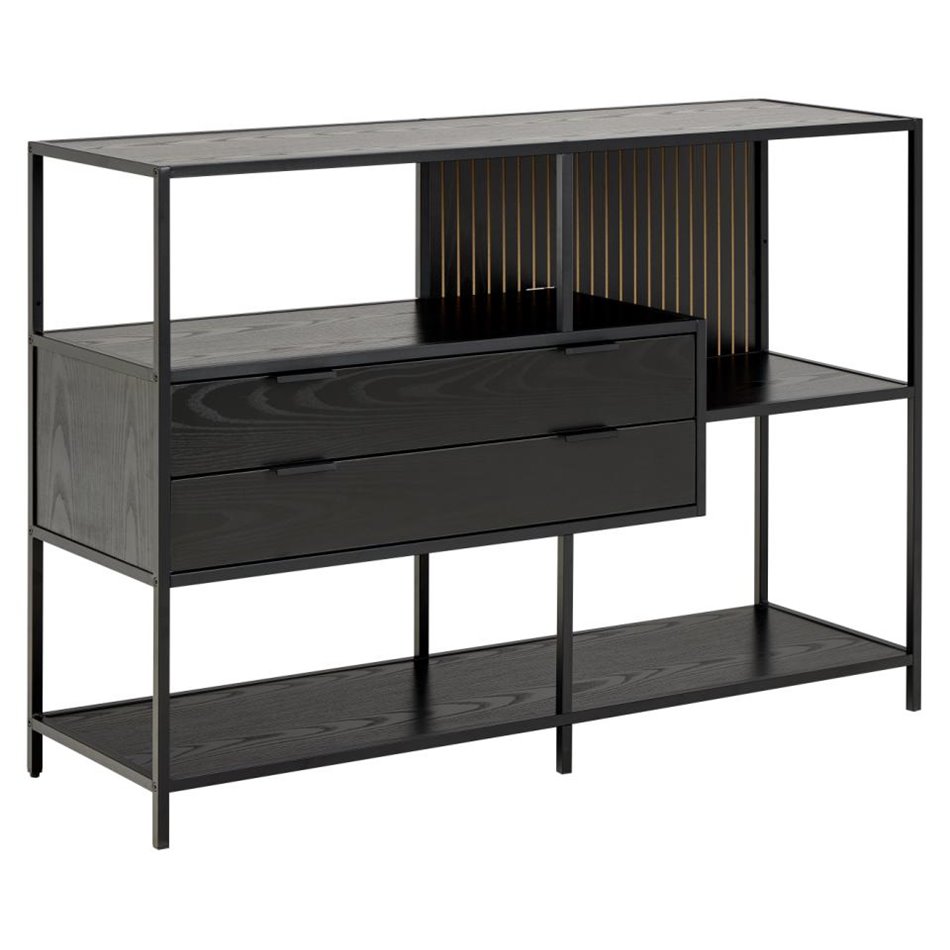 Bookcase Seaford, black, H78x114x35cm 