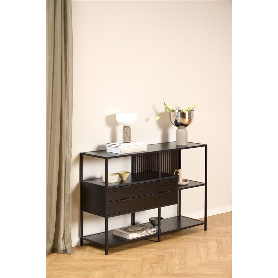 Bookcase Seaford, black, H78x114x35cm 