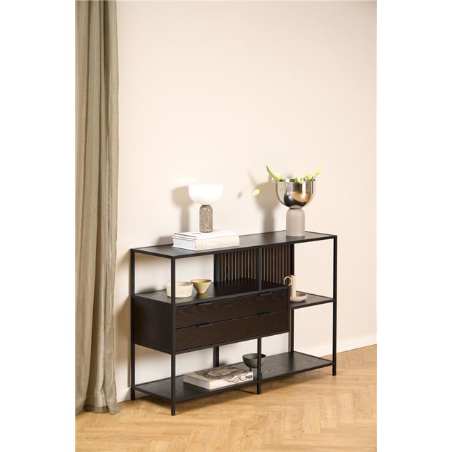 Bookcase Seaford, black, H78x114x35cm 
