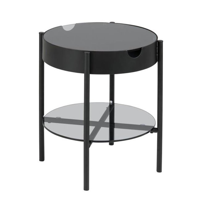 Kohvilaud Atipton, must/hall, klaaskate, H50cm, D45cm