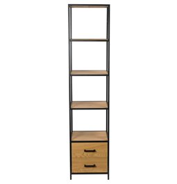 Bookcase Seaford, oak/black frame, H185x42x35cm