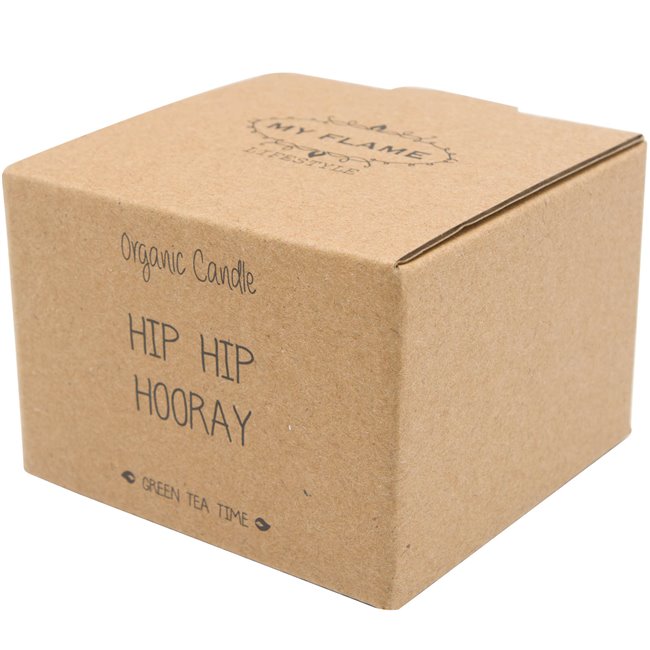 Scented soy candle in glass jar Hip hip hooray, pink, 25 h, H5cm, D7.5cm