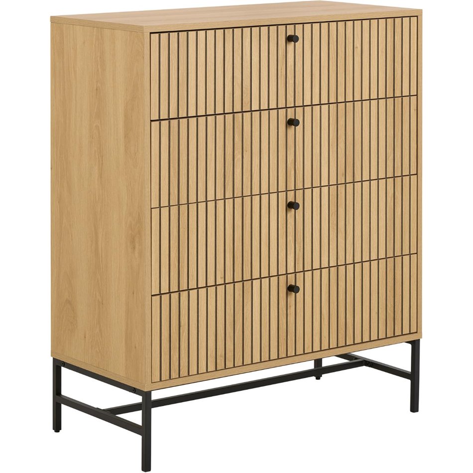 Chest of drawers Albany, natural color, H100x80.5x40cm 