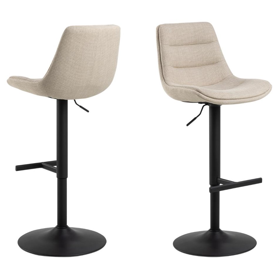 Bar chair Aisa, set of 2 pcs, beige, H95x47x52.5cm, seat height 65-86cm
