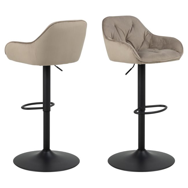 Bar chair Arook, set of 2 pcs, beige, H109x52x52cm, seat height 63-84cm