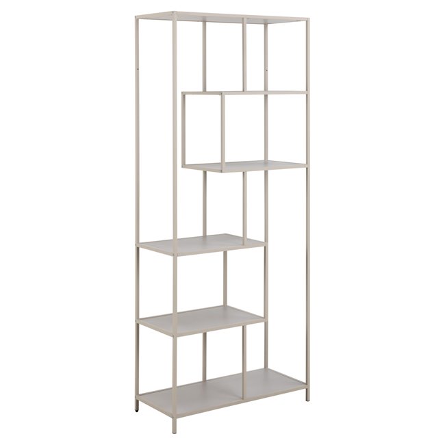 Bookcase Seaford, light grey/beige, H185x77x35cm 