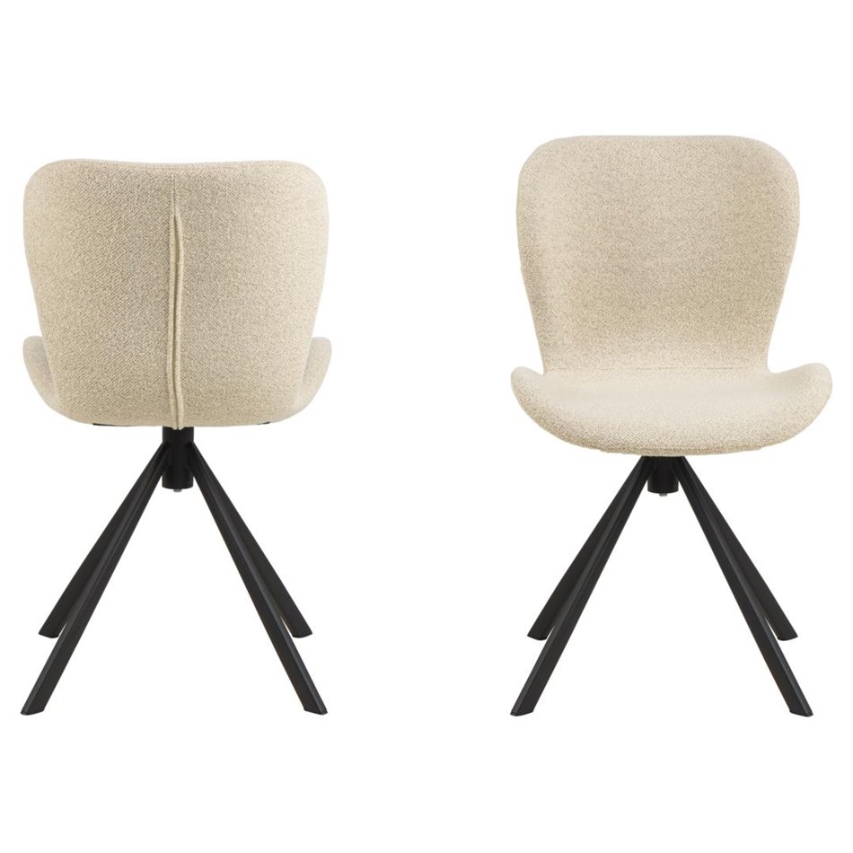 Dining chair Atilde, swiveling, set of 2 pcs, beige, H81x46.5x53cm, seat height 46.5cm