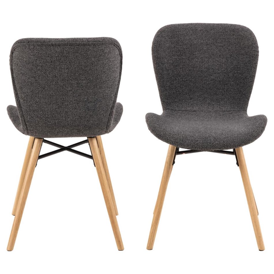 Dining chair Atilde, set of 2 pcs, grey, H82.5x47x53cm, seat height 46.5cm
