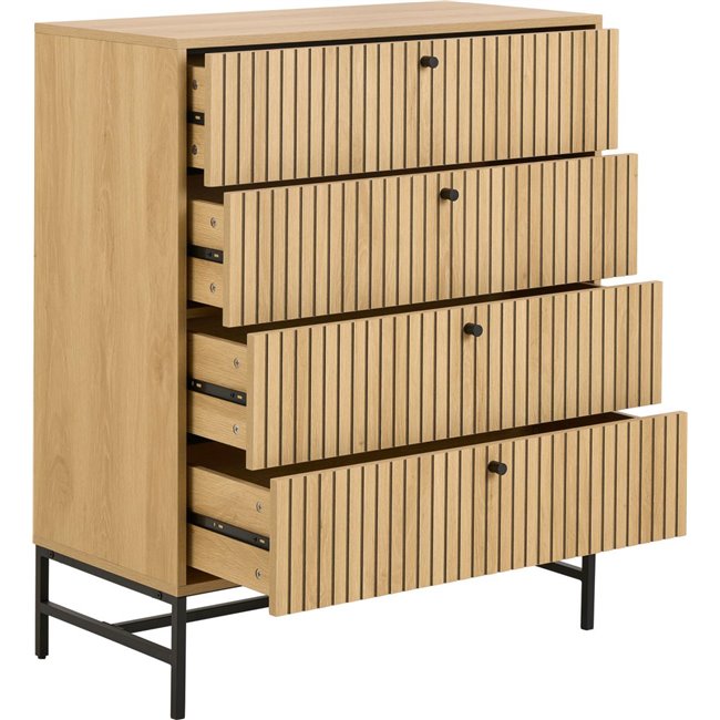 Chest of drawers Albany, natural color, H100x80.5x40cm 