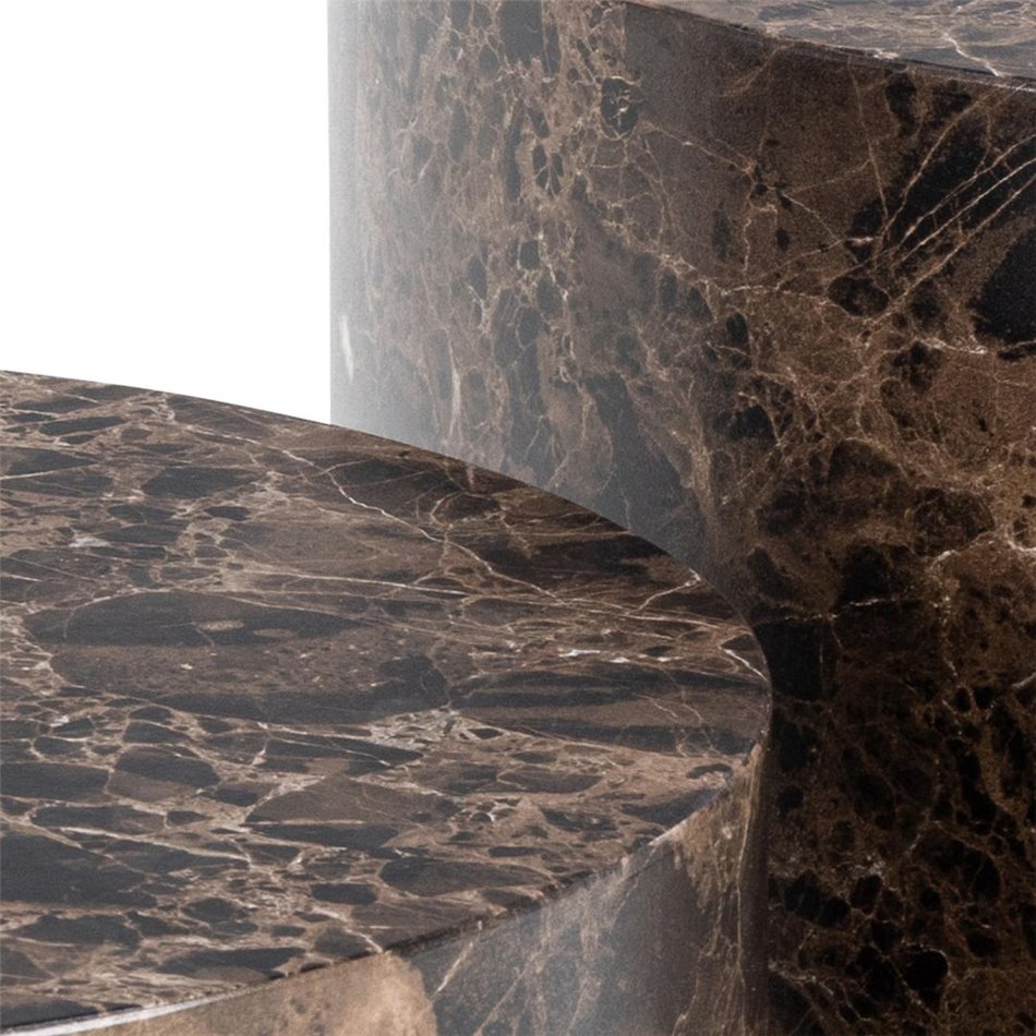 Комплект журнальных столиков Aice, коричневый, имитация мрамора, H40xD58см 