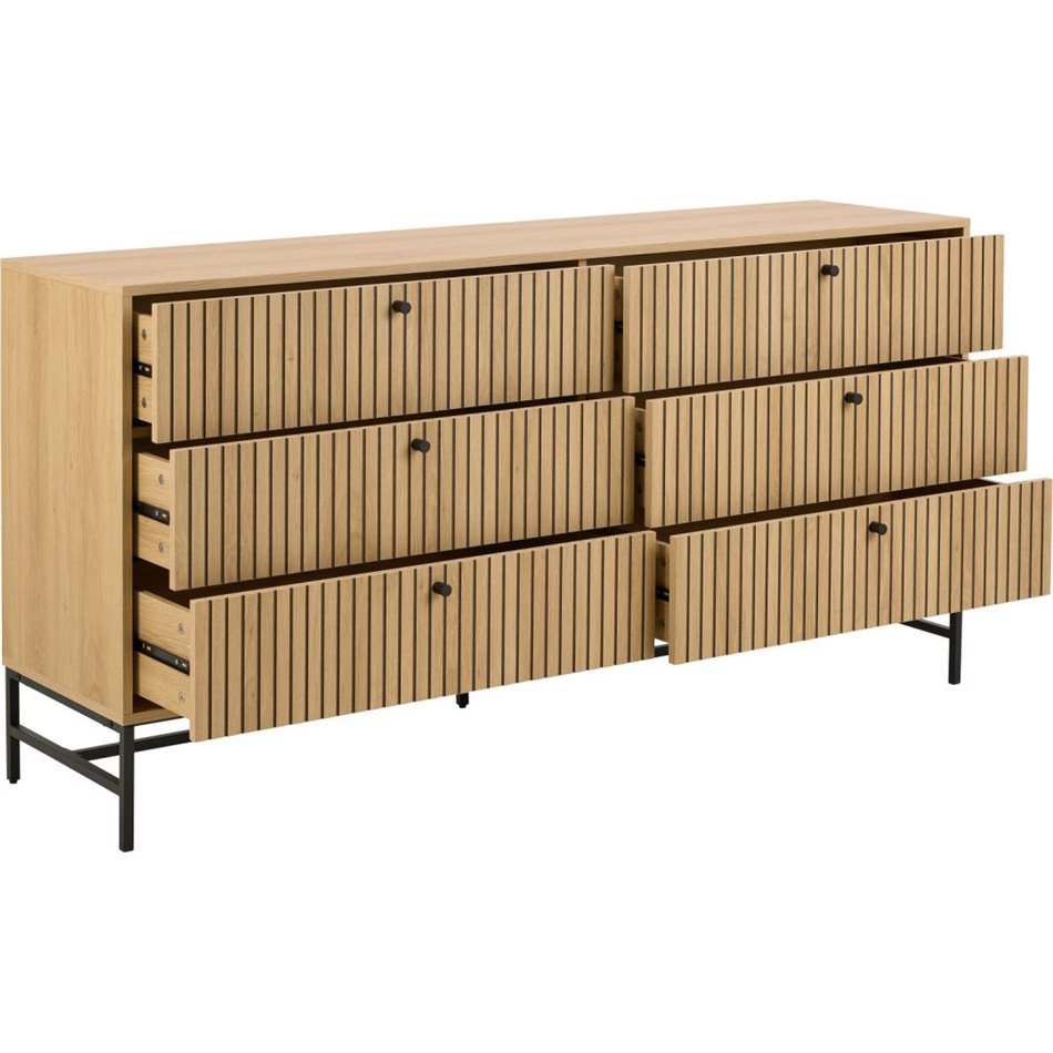 Chest of drawers Albany, natural color, H80x158x40cm 