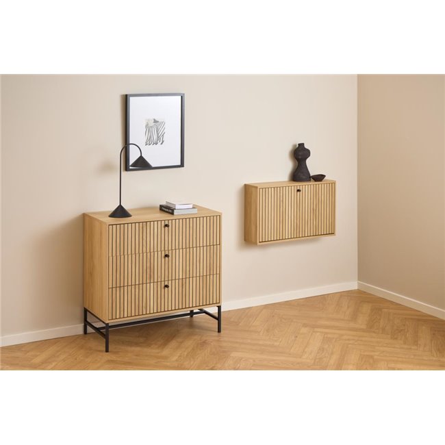 Chest of drawers Albany, natural color, H80x81x40cm 