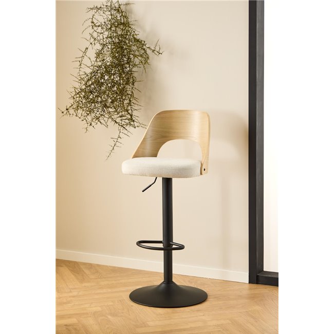 Bar chair Alucy, set of 2 pcs, beige/natural color, H113x47x50.5cm, seat height 62-84cm