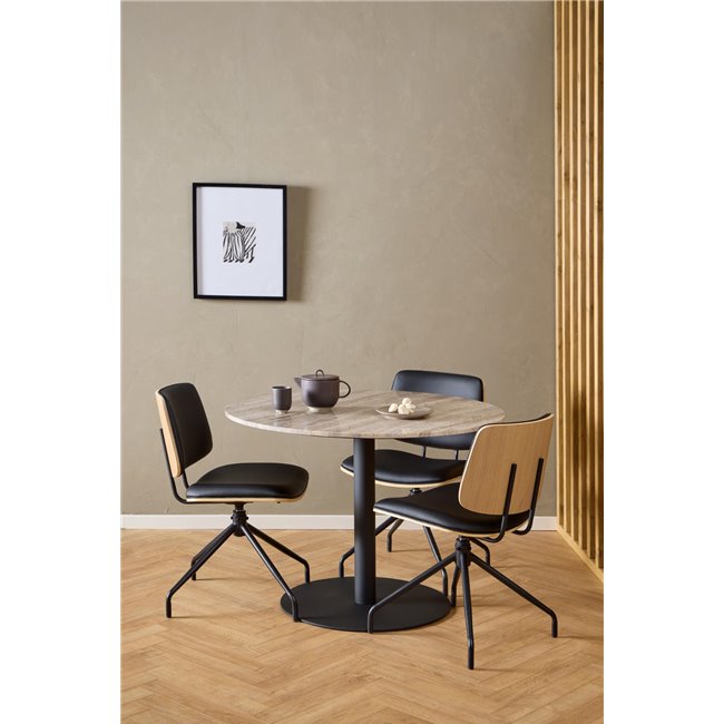 Dining chair Aven, set of 2 pcs, black/natural color, H81x48.5x53cm, seat height 49.5cm