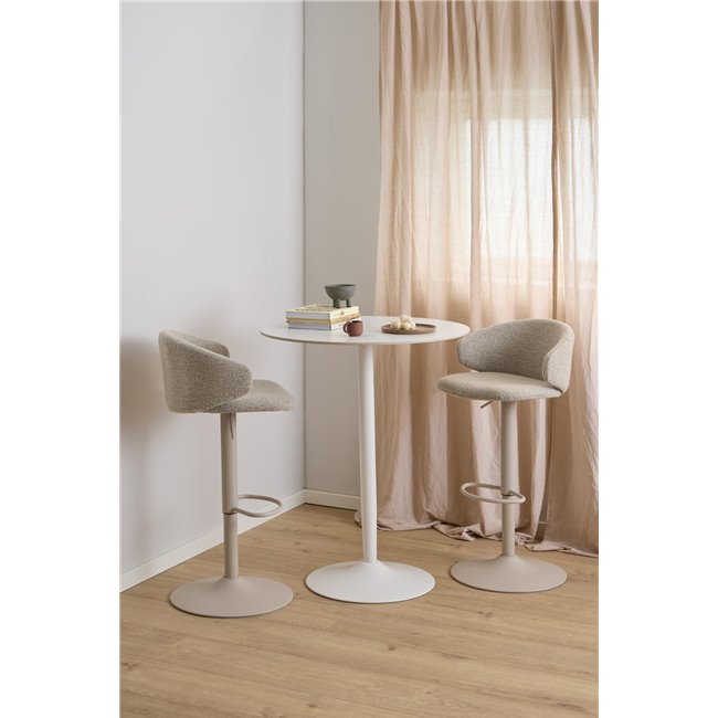Bar table Alta, white marble look, H105xD80cm 