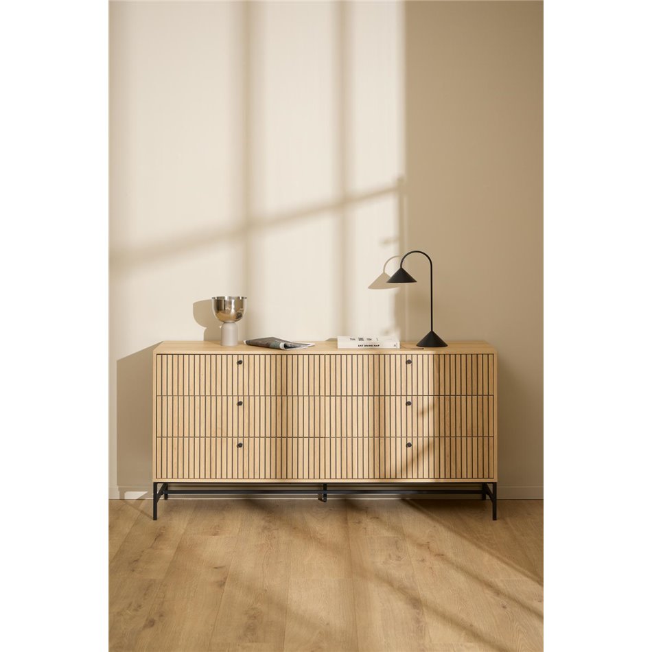 Chest of drawers Albany, natural color, H80x158x40cm 