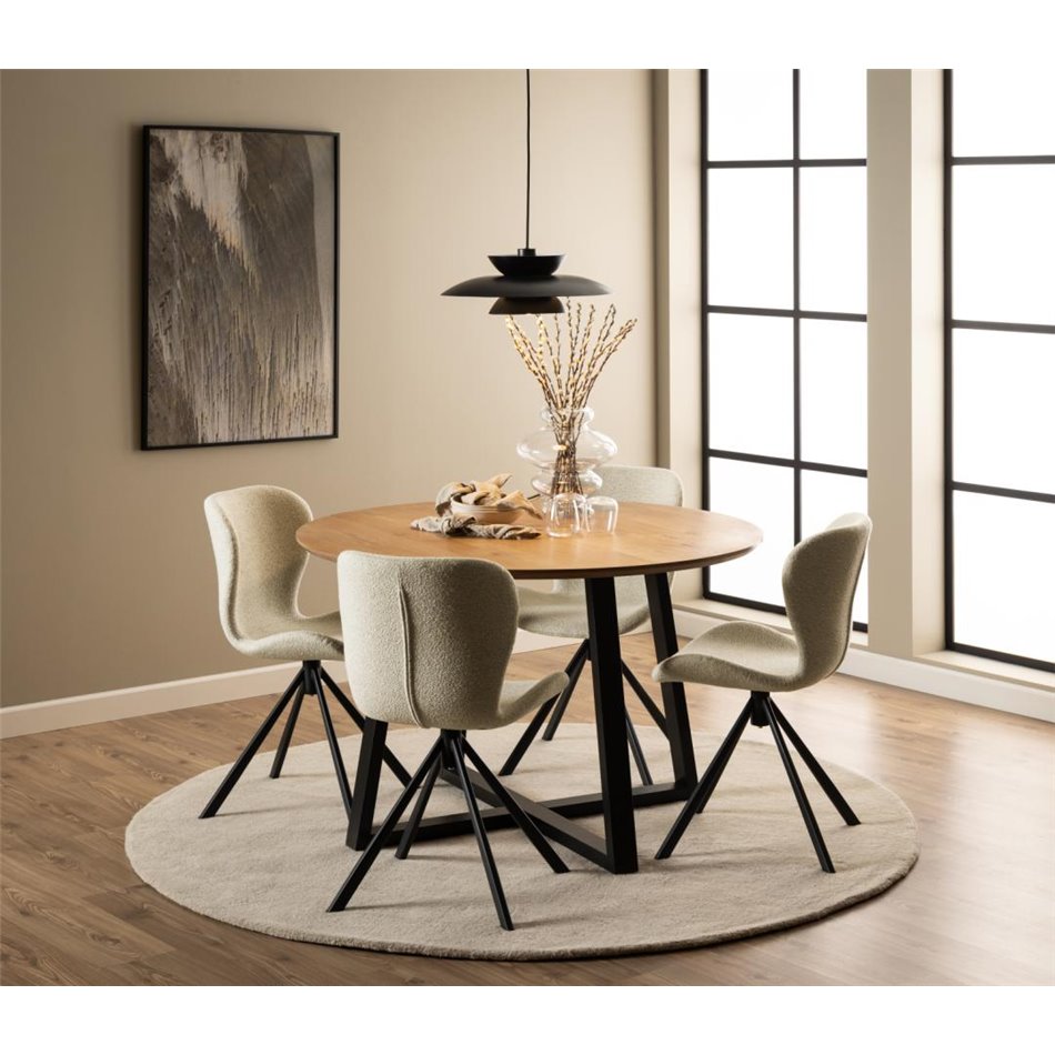 Dining chair Atilde, swiveling, set of 2 pcs, beige, H81x46.5x53cm, seat height 46.5cm