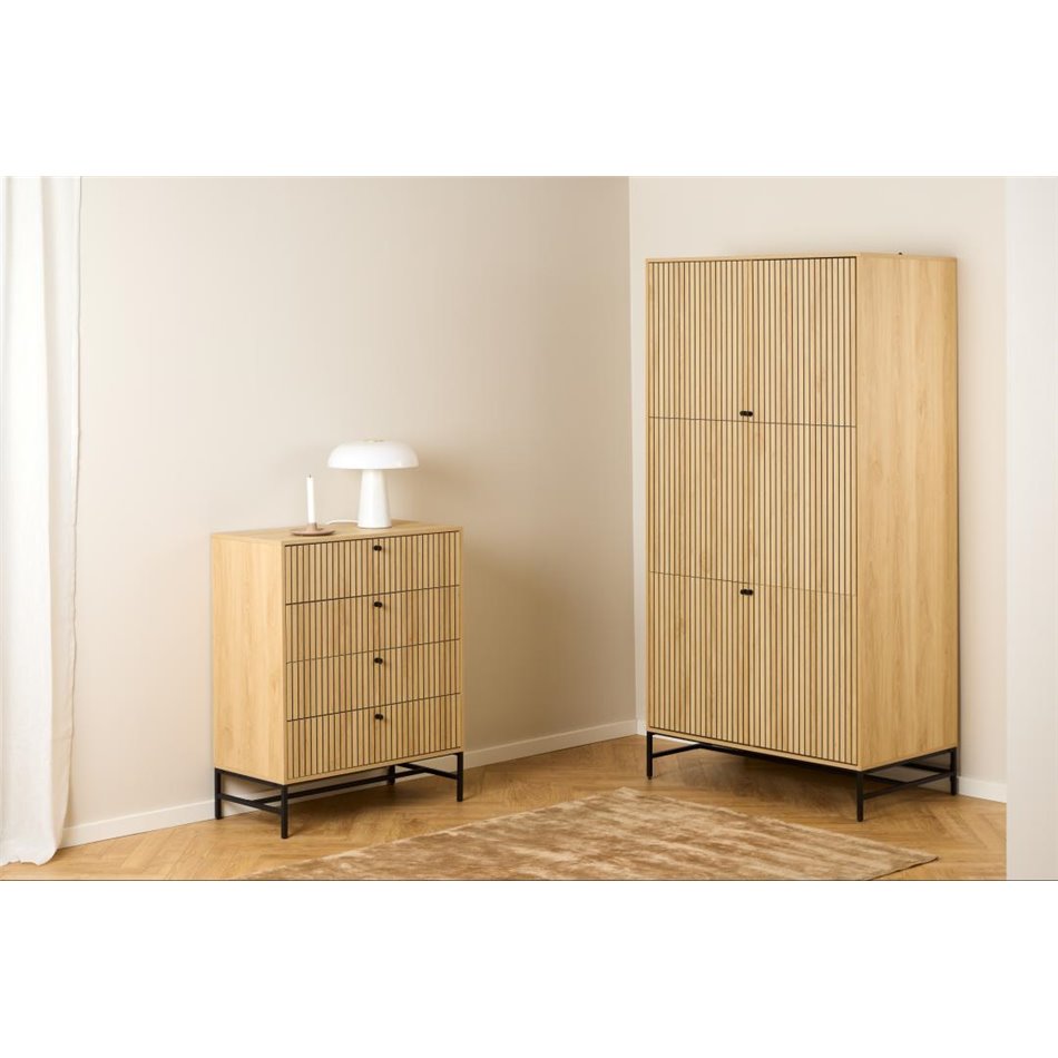 Chest of drawers Albany, natural color, H100x80.5x40cm 