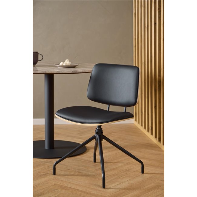 Dining chair Aven, set of 2 pcs, black/natural color, H81x48.5x53cm, seat height 49.5cm