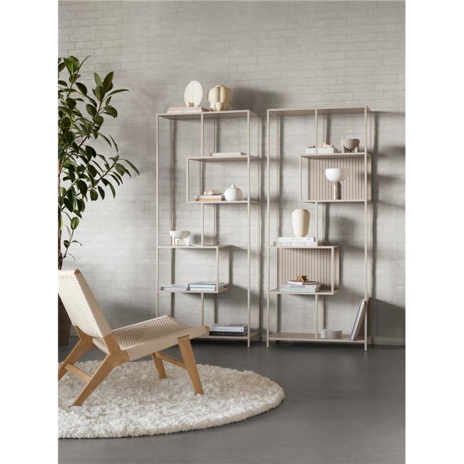 Bookcase Seaford, light grey/beige, H185x77x35cm 