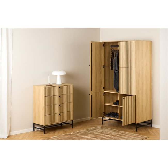 Wardrobe Albany, natural color, H200x99x60cm 