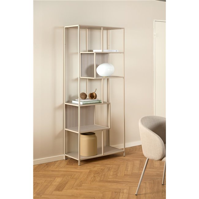 Bookcase Seaford, light grey/beige, H185x77x35cm 