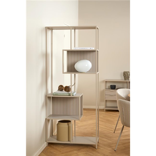 Bookcase Seaford, light grey/beige, H185x77x35cm 