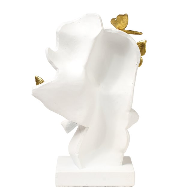 Deco figurine Love, white/gold color, H21.5x15x13.5cm