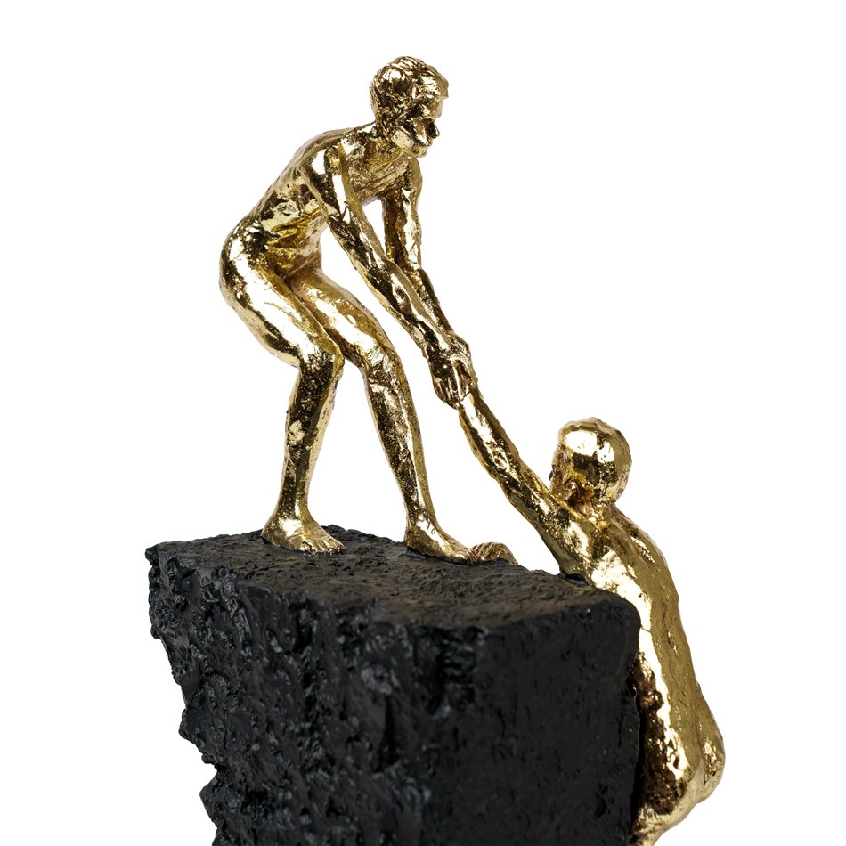 Deco figurine Tree rock-climber, black/gold color, H37x16x13cm