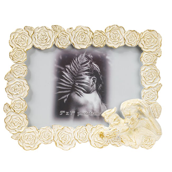 Photo frame Rose, white/gold color, 13x18cm